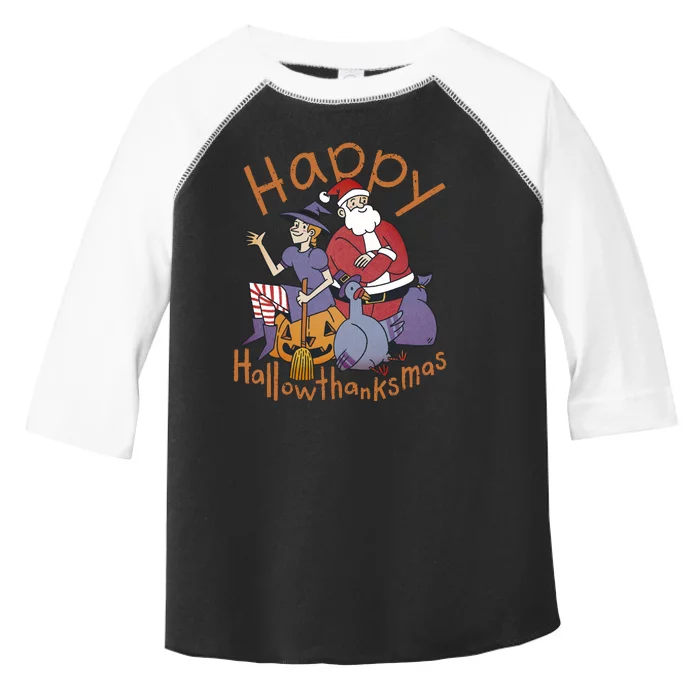 Happy Hallowthanksmas Funny Holiday Toddler Fine Jersey T-Shirt