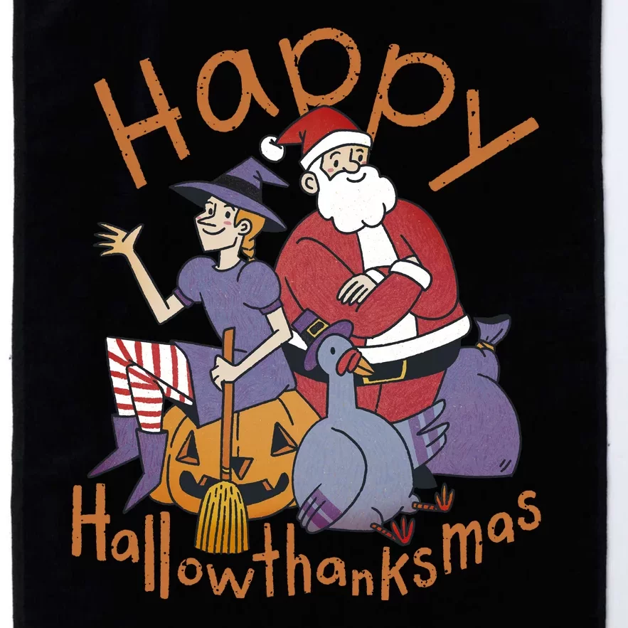 Happy Hallowthanksmas Funny Holiday Platinum Collection Golf Towel