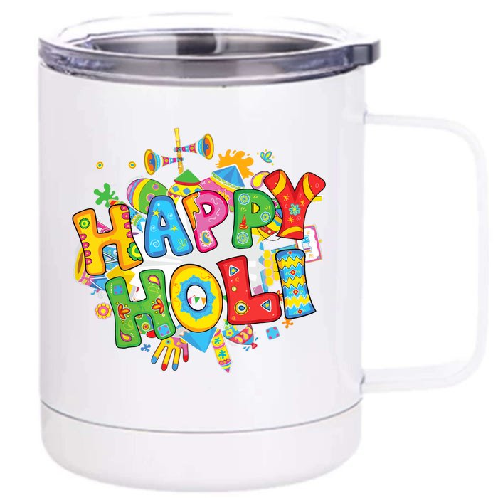 Happy Holi Festival Colors India Hindu Front & Back 12oz Stainless Steel Tumbler Cup