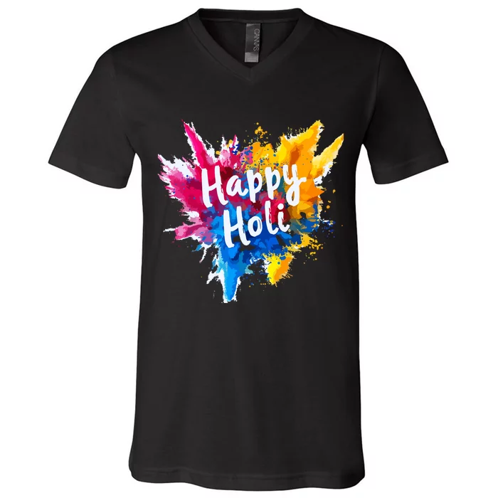 Happy Holi For Color India Hindu Gifts V-Neck T-Shirt