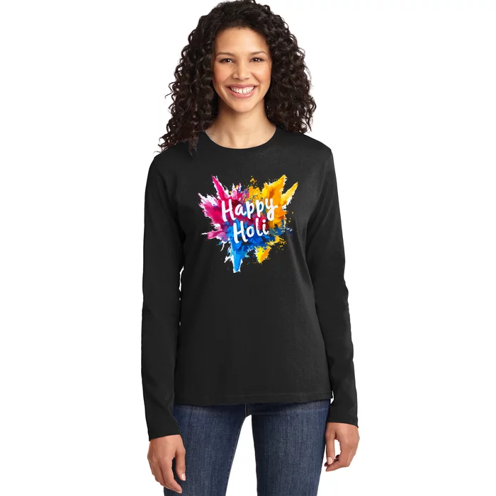 Happy Holi For Color India Hindu Gifts Ladies Long Sleeve Shirt