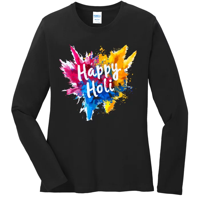 Happy Holi For Color India Hindu Gifts Ladies Long Sleeve Shirt