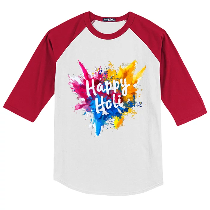 Happy Holi For Color India Hindu Gifts Kids Colorblock Raglan Jersey