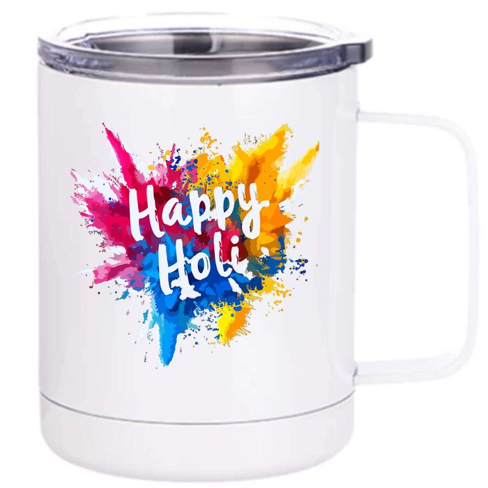 Happy Holi For Color India Hindu Gifts Front & Back 12oz Stainless Steel Tumbler Cup