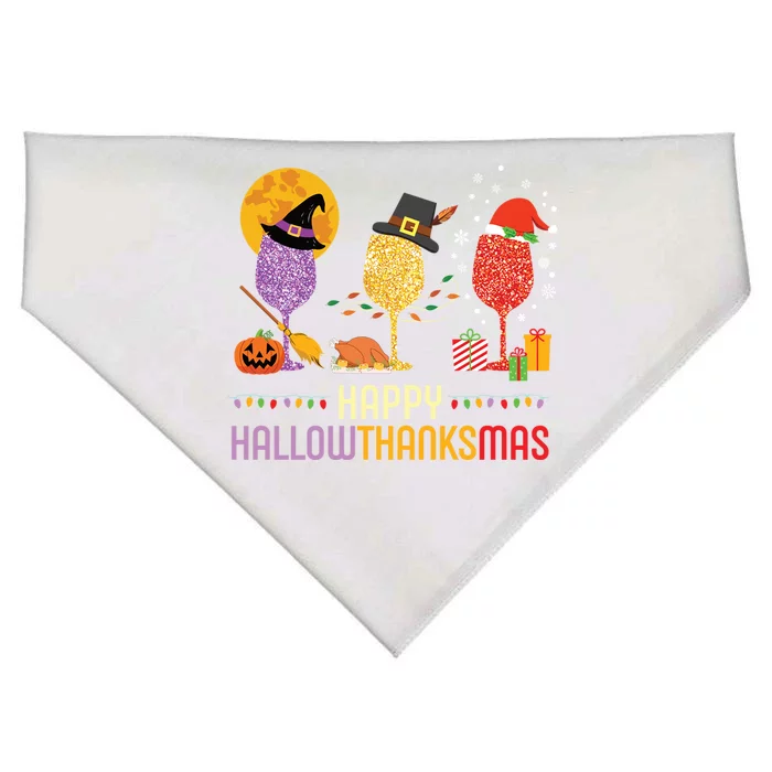 Happy Hallowthanksmas Funny Wine Glass All Holidays Party Gift USA-Made Doggie Bandana