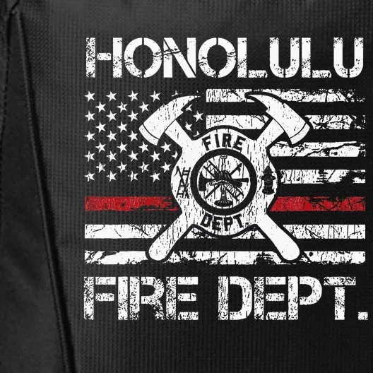 Honolulu Hawaii Fire Department Thin Red Line Fireman City Backpack