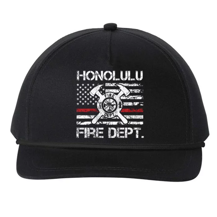 Honolulu Hawaii Fire Department Thin Red Line Fireman Snapback Five-Panel Rope Hat