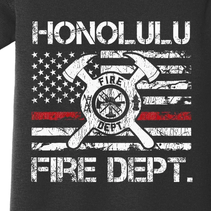 Honolulu Hawaii Fire Department Thin Red Line Fireman Baby Bodysuit