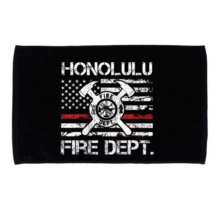 Honolulu Hawaii Fire Department Thin Red Line Fireman Microfiber Hand Towel