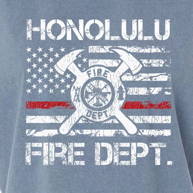 Honolulu Hawaii Fire Department Thin Red Line Fireman Garment-Dyed Women's Muscle Tee