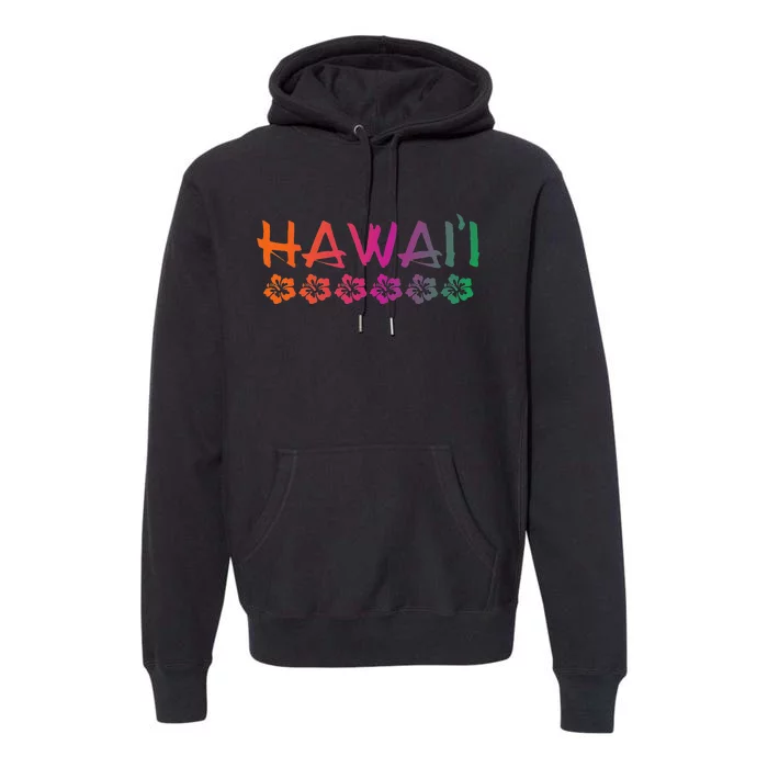 Hawaii Hibiscus Flowers Sunset Colors Classic Premium Hoodie