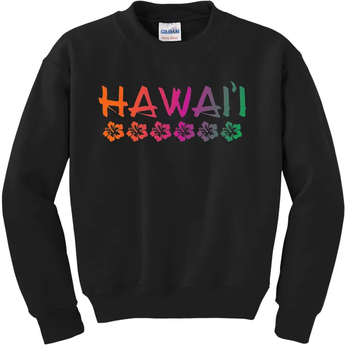 Hawaii Hibiscus Flowers Sunset Colors Classic Kids Sweatshirt