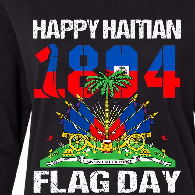 Happy Haitian Flag Day Haiti Flag Pride 1804 Family Womens Cotton Relaxed Long Sleeve T-Shirt