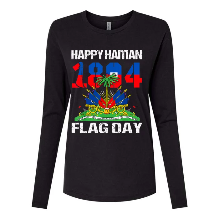 Happy Haitian Flag Day Haiti Flag Pride 1804 Family Womens Cotton Relaxed Long Sleeve T-Shirt