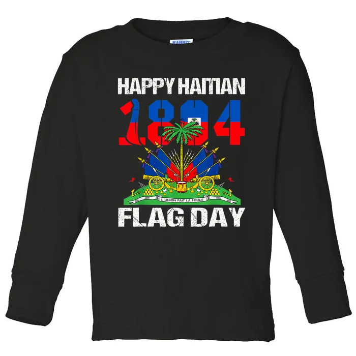 Happy Haitian Flag Day Haiti Flag Pride 1804 Family Toddler Long Sleeve Shirt