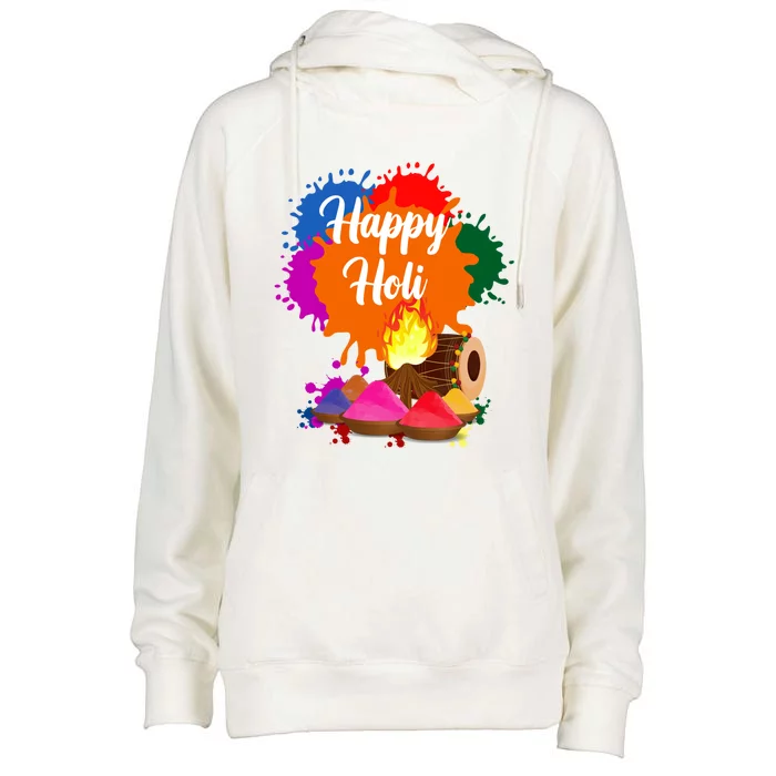 Happy Holi Family Cool Holi Festival Outfit Gift Womens Funnel Neck Pullover Hood