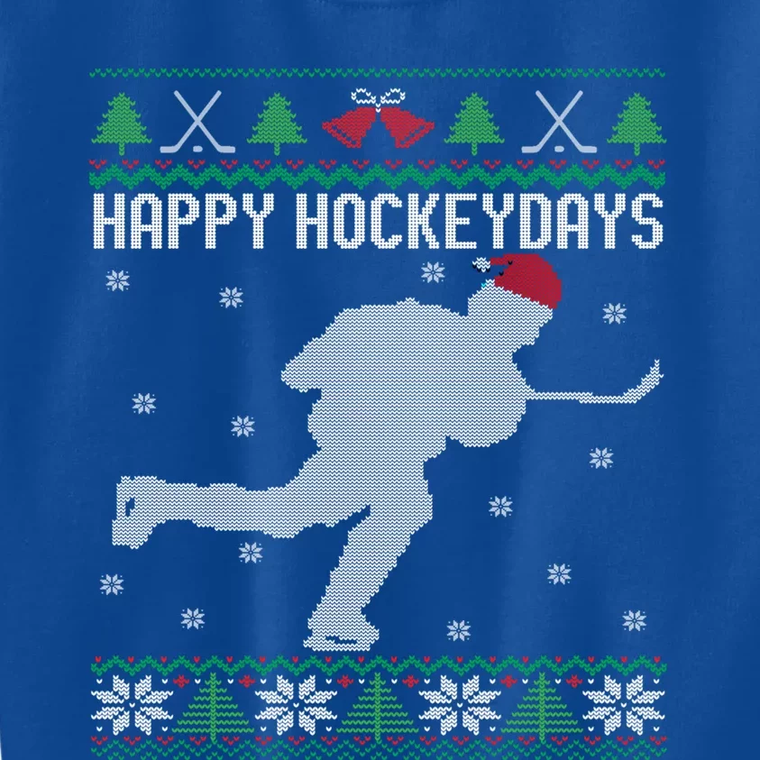 Happy Hockeydays Funny Ice Hockey Fan Player Ugly Christmas Gift Kids Sweatshirt