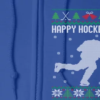 Happy Hockeydays Funny Ice Hockey Fan Player Ugly Christmas Gift Full Zip Hoodie