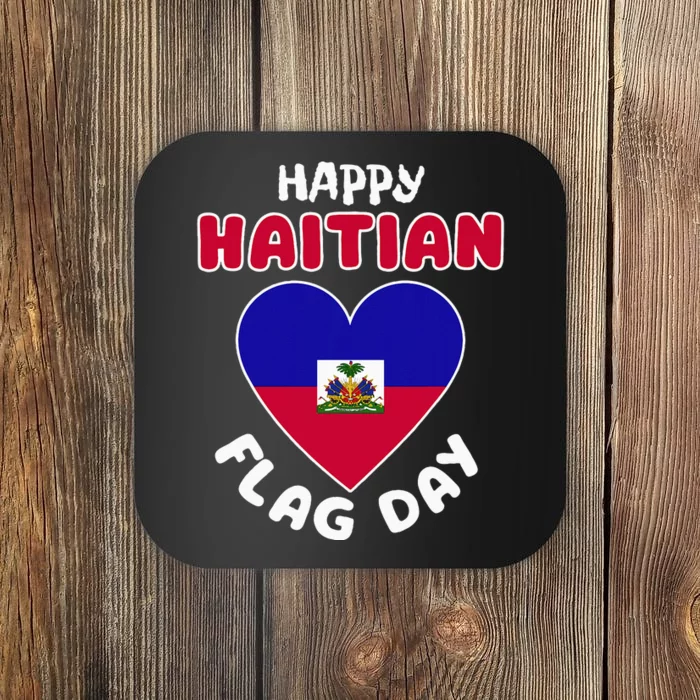 Happy Haitian Flag Day Cool Haiti Flag Heart Coaster