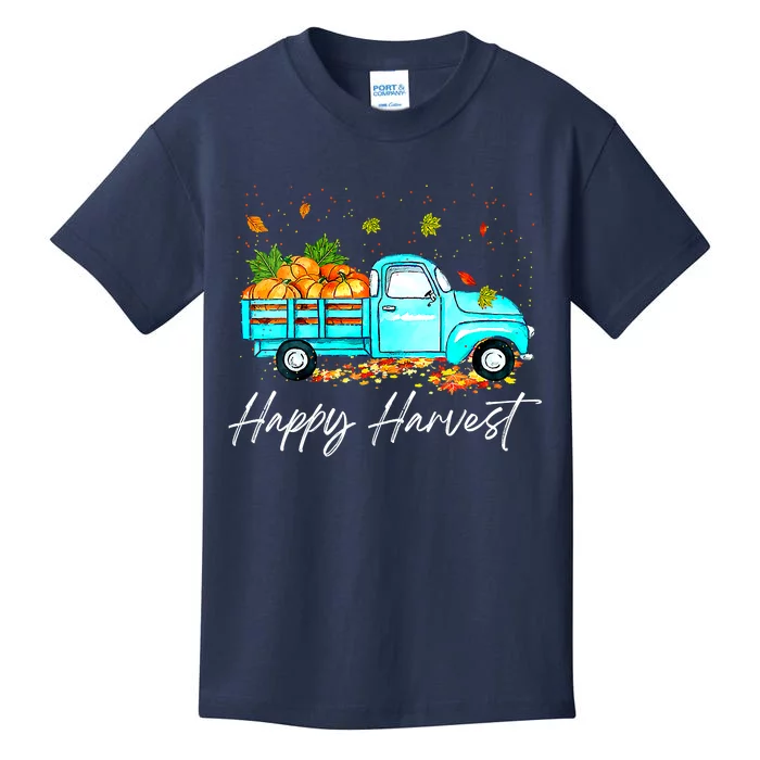 Happy Harvest Fall Season Pumpkin Truck Thanksgiving Vintage Kids T-Shirt