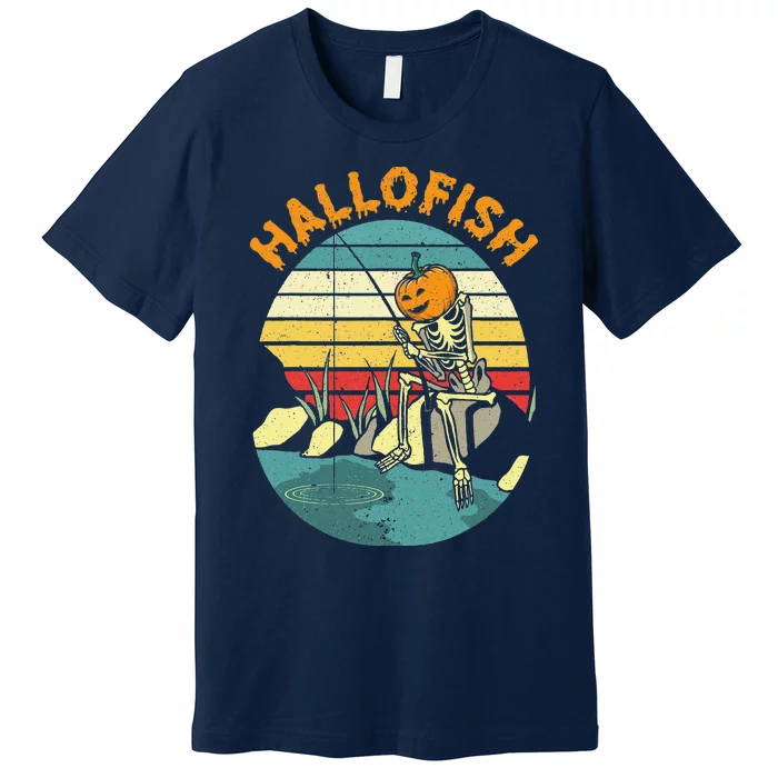 Hallofish Halloween Fishing Fisherman Spooky Fish Lover Premium T-Shirt