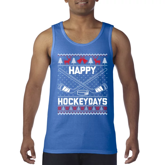 Happy Hockeydays Funny Christmas Ice Hockey Player Fan Xmas Gift Tank Top