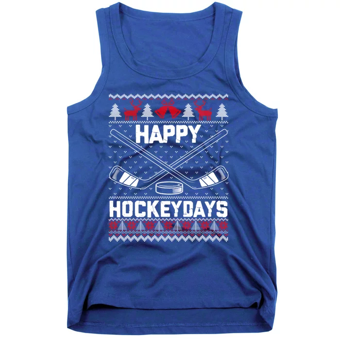 Happy Hockeydays Funny Christmas Ice Hockey Player Fan Xmas Gift Tank Top