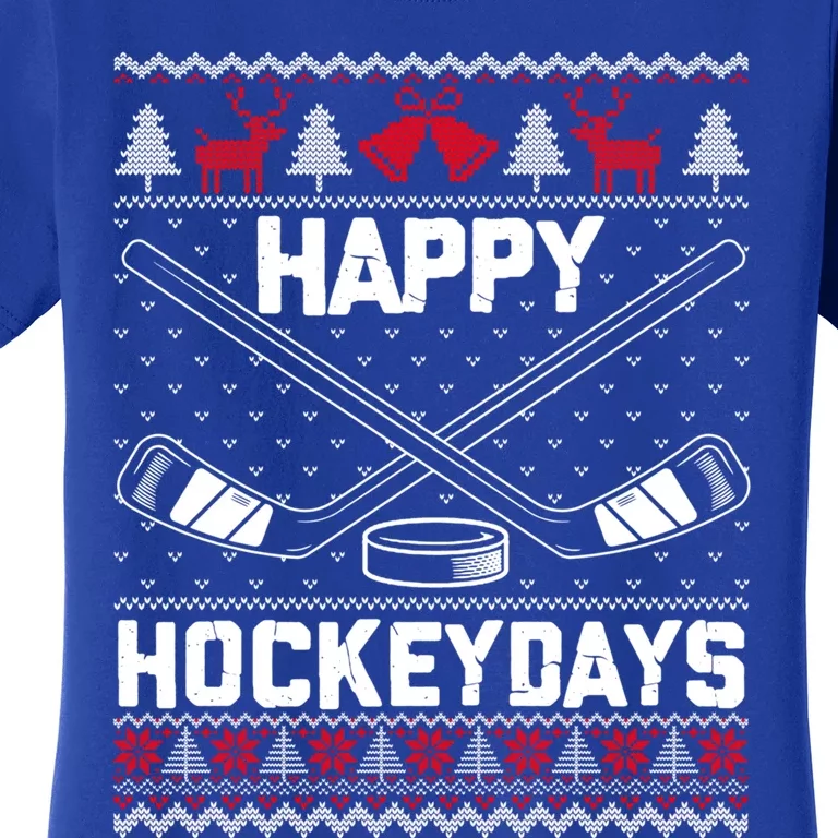 Happy Hockeydays Funny Christmas Ice Hockey Player Fan Xmas Gift Women's T-Shirt