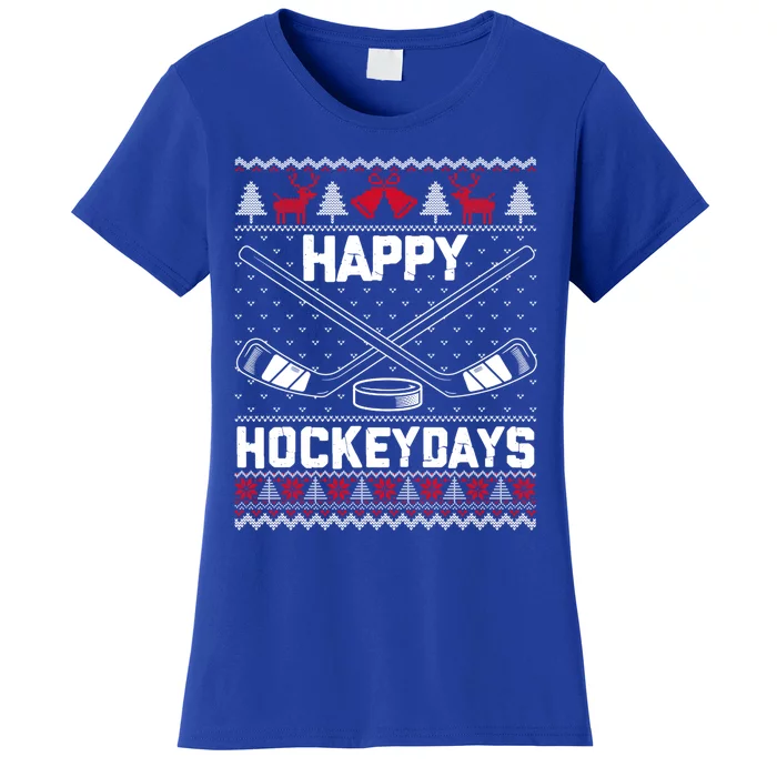 Happy Hockeydays Funny Christmas Ice Hockey Player Fan Xmas Gift Women's T-Shirt