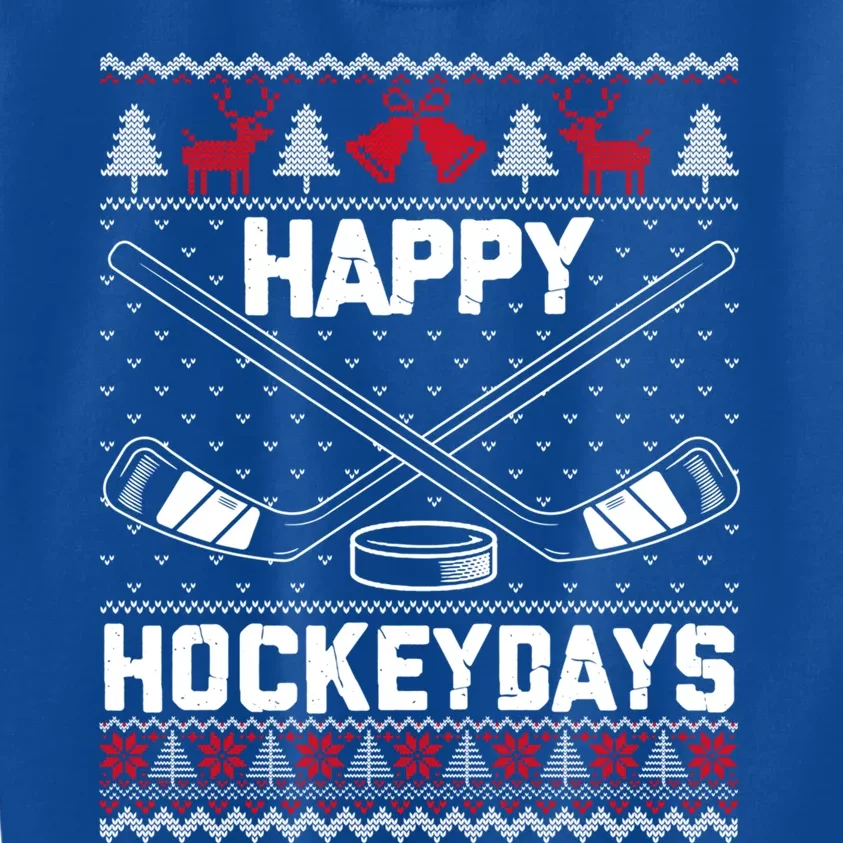 Happy Hockeydays Funny Christmas Ice Hockey Player Fan Xmas Gift Kids Sweatshirt