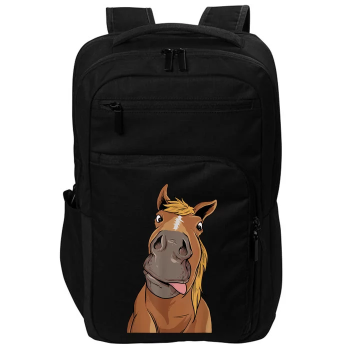 Hilarious Horse Face Horses Horseman Equestrian Riding Impact Tech Backpack