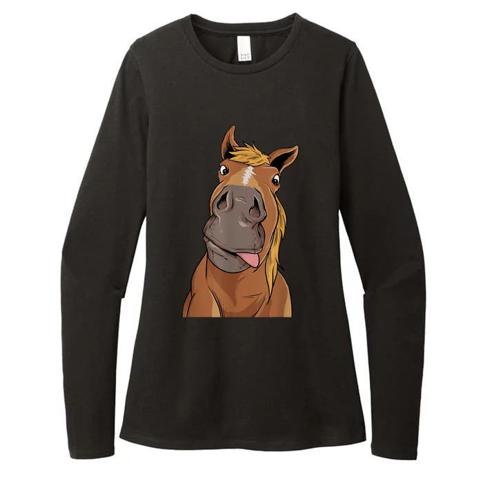 Hilarious Horse Face Horses Horseman Equestrian Riding Womens CVC Long Sleeve Shirt