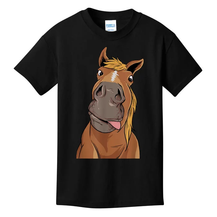 Hilarious Horse Face Horses Horseman Equestrian Riding Kids T-Shirt