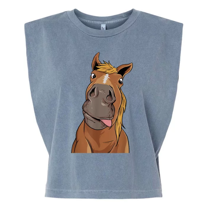 Hilarious Horse Face Horses Horseman Equestrian Riding Garment-Dyed Women's Muscle Tee