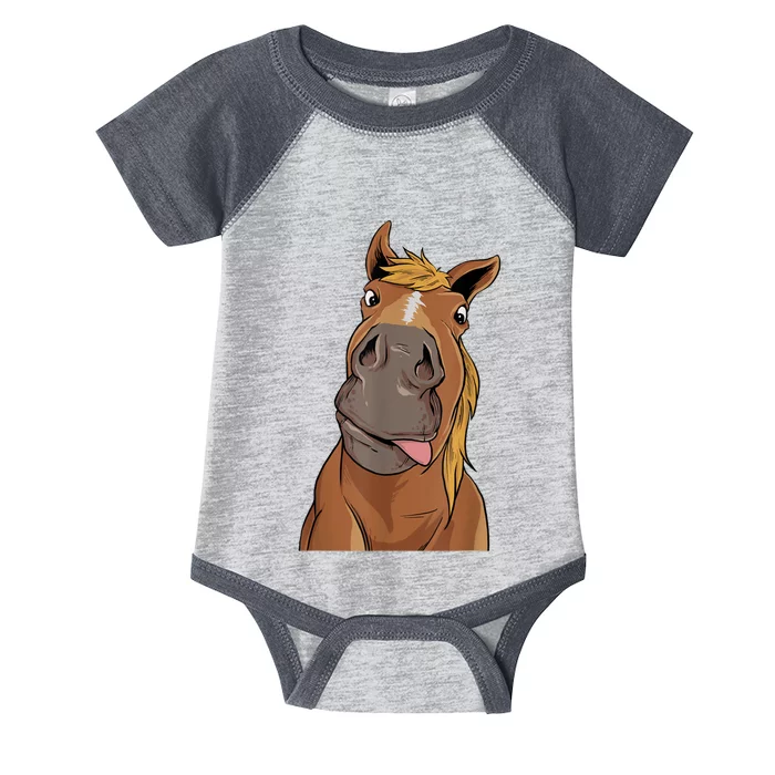 Hilarious Horse Face Horses Horseman Equestrian Riding Infant Baby Jersey Bodysuit