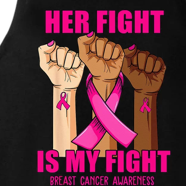 Hand Her Fight Is My Fight Breast Cancer Awareness Month Ladies Tri-Blend Wicking Tank