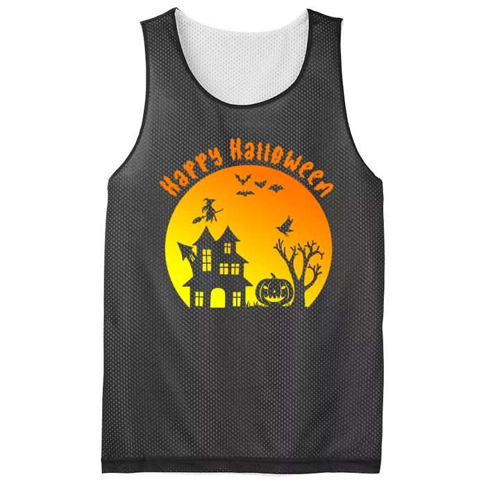 Happy Halloween Festive Spooky Mesh Reversible Basketball Jersey Tank