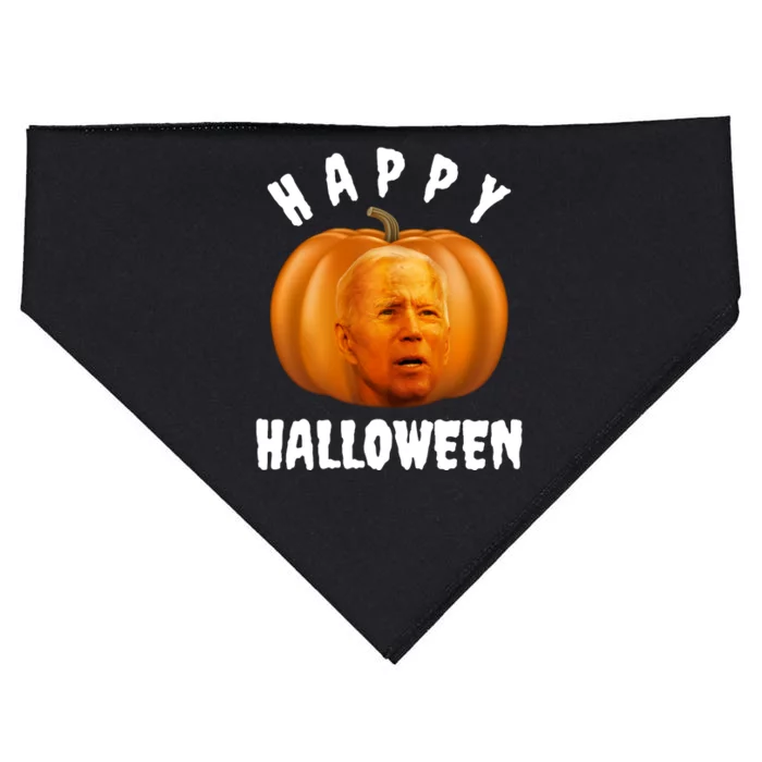 Happy Halloween Funny Joe Biden Jack O Lantern USA-Made Doggie Bandana