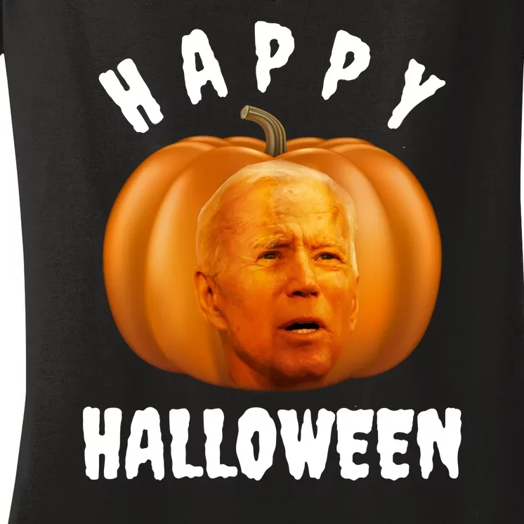 Happy Halloween Funny Joe Biden Jack O Lantern Women's V-Neck T-Shirt