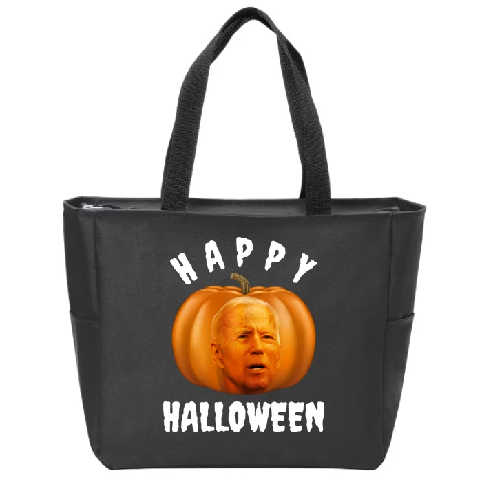 Happy Halloween Funny Joe Biden Jack O Lantern Zip Tote Bag