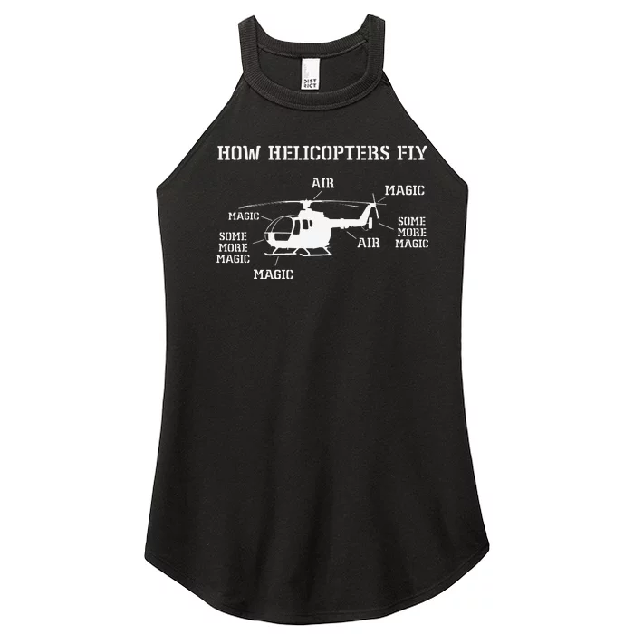 How Helicopters Fly Funny Helicopter Pilot Women’s Perfect Tri Rocker Tank