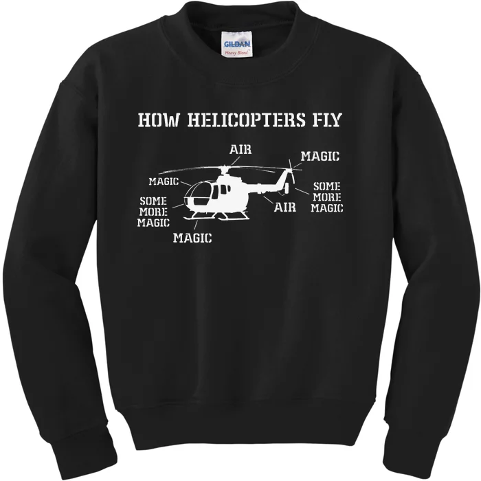 How Helicopters Fly Funny Helicopter Pilot Kids Sweatshirt