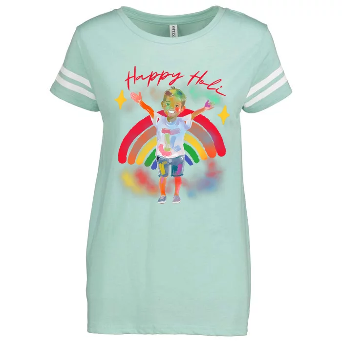 Happy Holi Festival Family Outfit India Hindu Enza Ladies Jersey Football T-Shirt