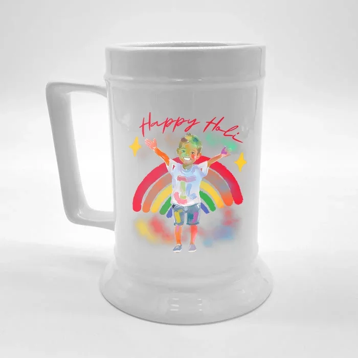 Happy Holi Festival Family Outfit India Hindu Front & Back Beer Stein