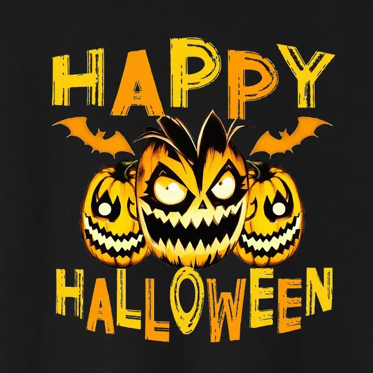 happy halloween funny pumpkin for halloween Women's Crop Top Tee