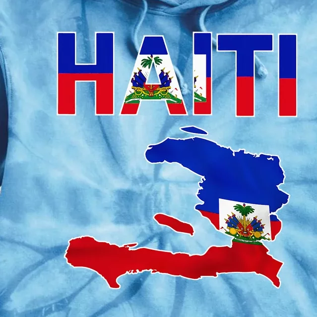 Happy Haitian Flag Day Cool Haiti Flag Map Haitian Pride Tie Dye Hoodie