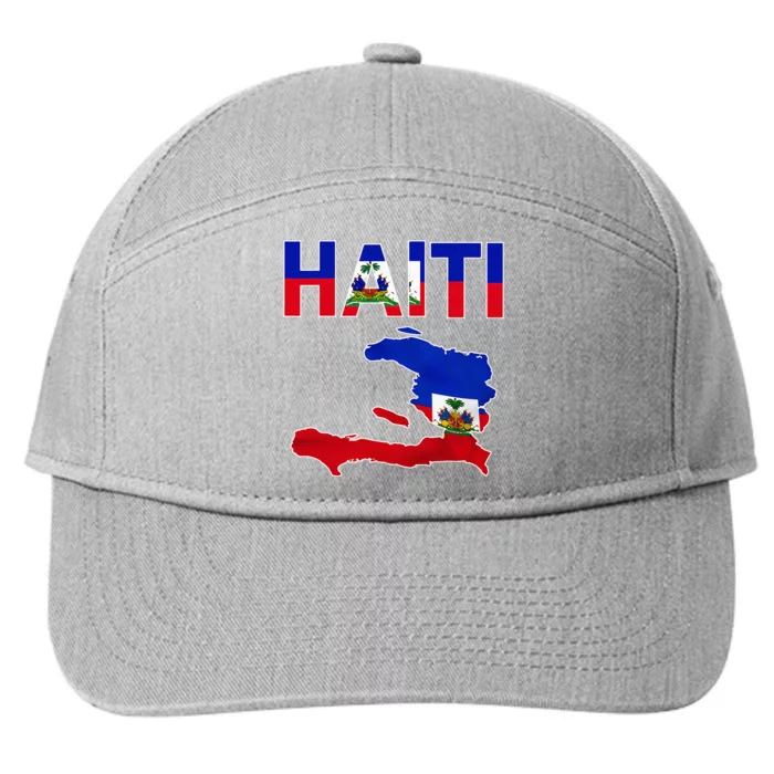 Happy Haitian Flag Day Cool Haiti Flag Map Haitian Pride 7-Panel Snapback Hat