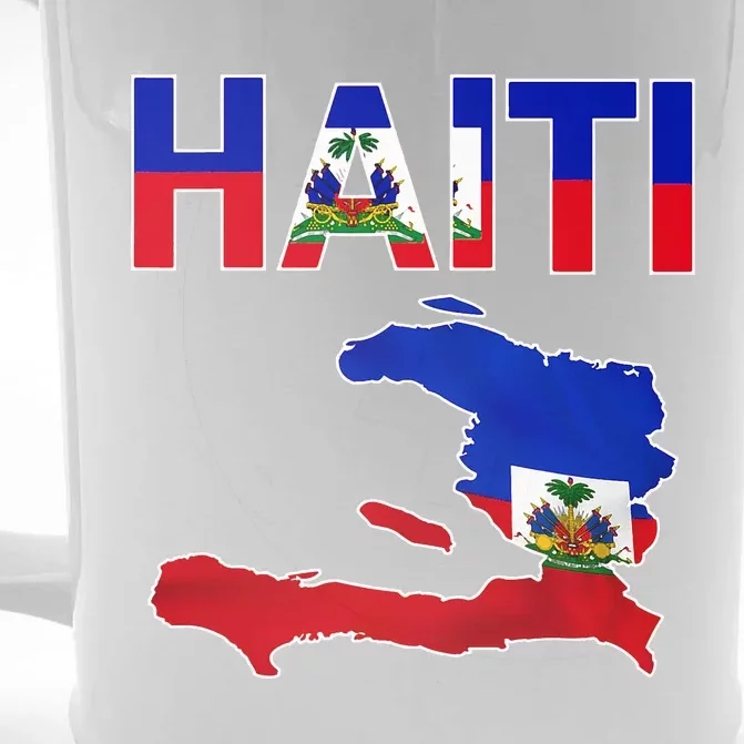 Happy Haitian Flag Day Cool Haiti Flag Map Haitian Pride Front & Back Beer Stein