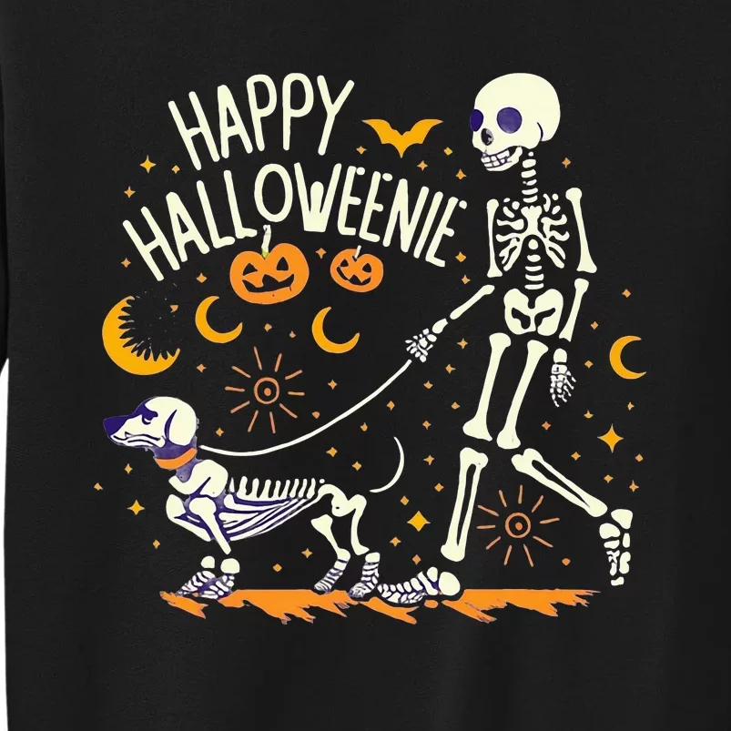 Happy Halloweenie Funny Skeleton and Dachshund Costume Sweatshirt