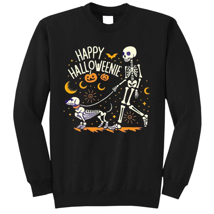 Happy Halloweenie Funny Skeleton and Dachshund Costume Sweatshirt